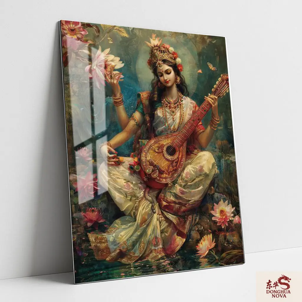  Saraswati Mata Metal Poster | Divine wall Poster 004 (0.45mm)