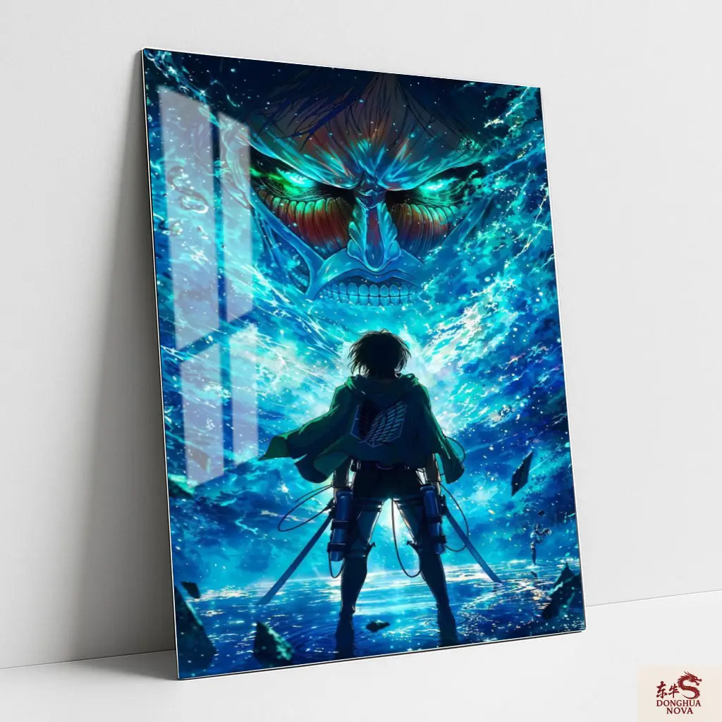 EREN YEAGER WITH COLOSSAL TITAN Metal Poster | AOT Anime wall Poster 021 (0.45mm)