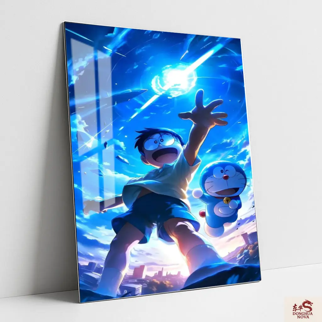 DORAEMON WITH NOBITA Metal Poster | Doraemon Anime wall Poster 023 (0.45mm)